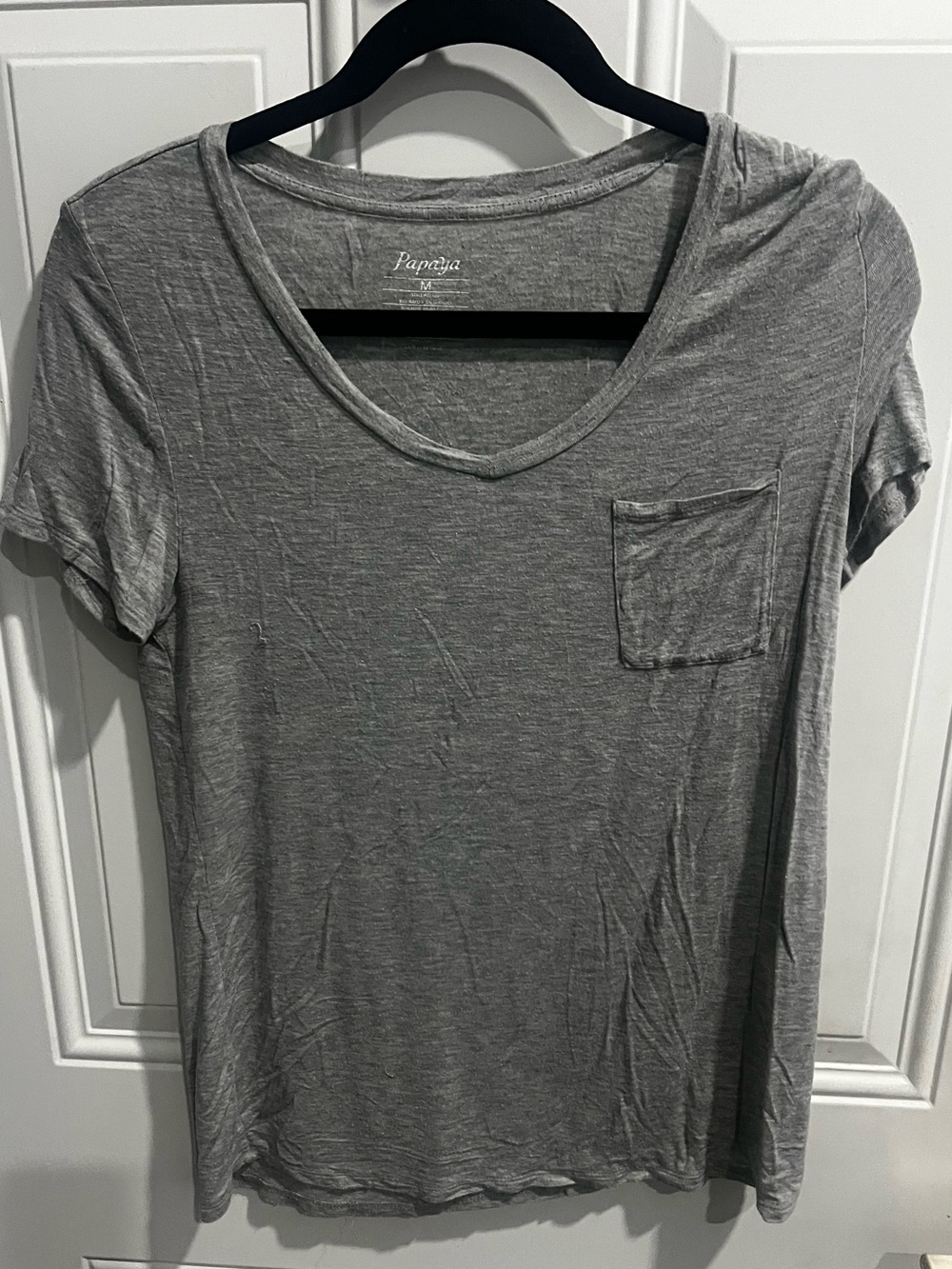 Papaya Light Gray V-Neck Pocket Tee